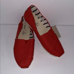 NWT TOMS Warm Alpargata Red Clay Heritage Canvas Slip On Loafers Women’s Sz 9.5